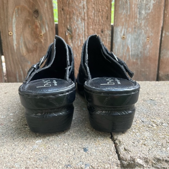 BOC BORN Women’s Black Leather Buckle Strap Slip On Clogs Shoe Size 6 - Picture 5 of 11